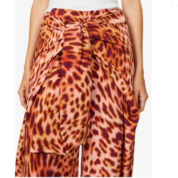 NWT Stella McCartney Tie Waist Wrap Silk Trouser Pants Martini Pink Cheetah 40 - Picture 8 of 16